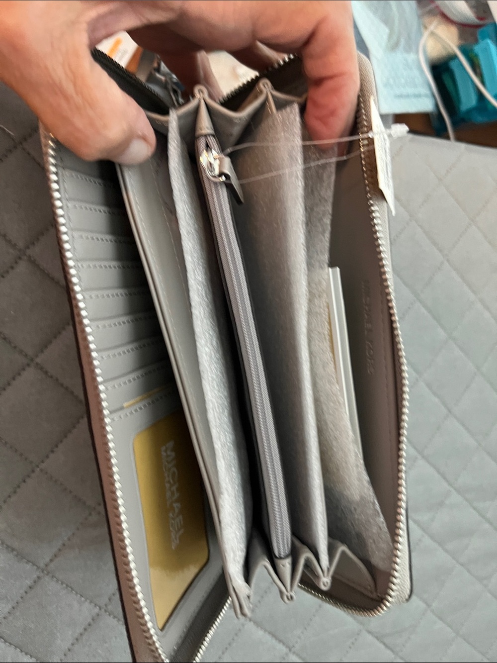 Michael Kors Gray MK Signature Tote with Dark Gray Trim - Picture 7 of 10